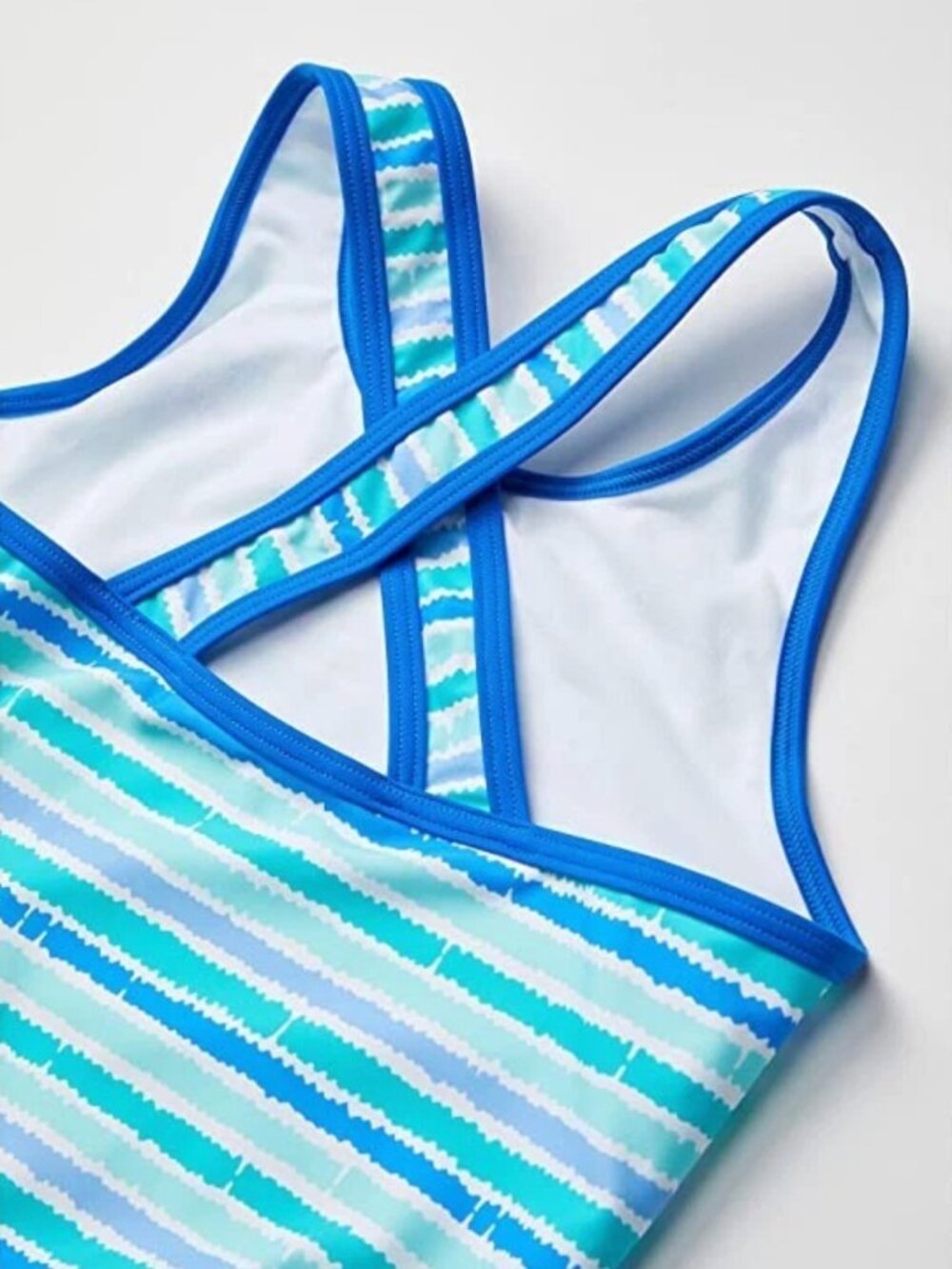 L.L.Bean Girls Watersports One-Piece Swimsuit (Beach Glass Stripe) - 8 - Picture 2 of 5